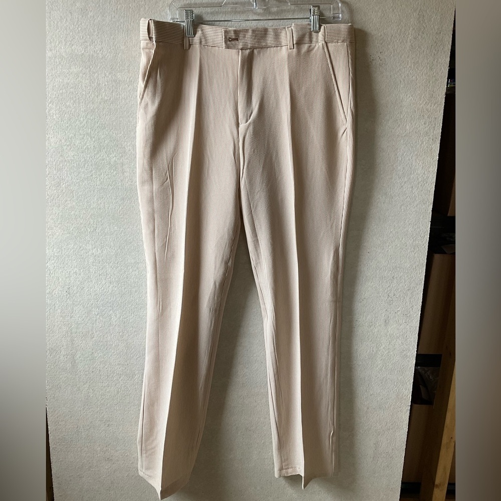Tazio pants. Pen stripe. Beige and white. NWT Size 20 - Picture 2 of 6